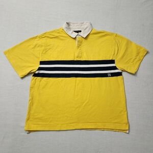 VTG BANANA REPUBLIC Rugby Polo Shirt Sz XL Yellow Baggy Relaxed Crop Fit